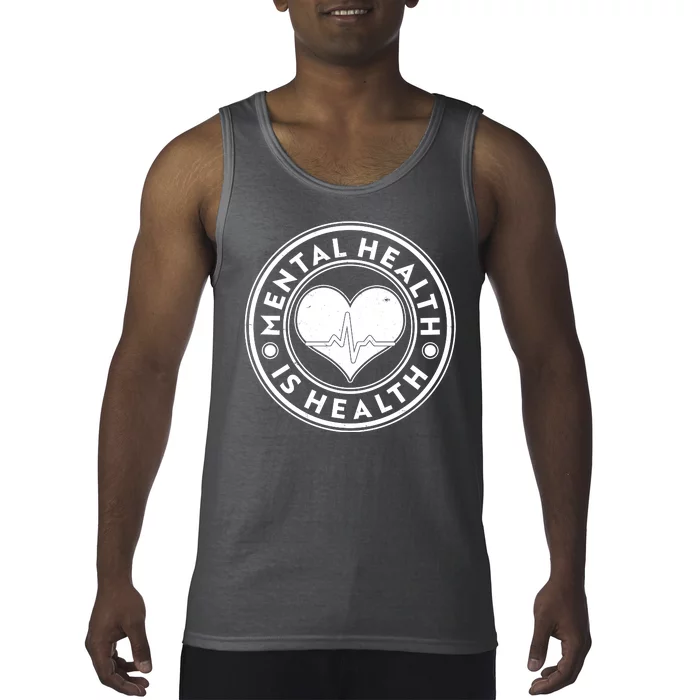 Mental Health Is Health Heartbeat Emblem Tank Top