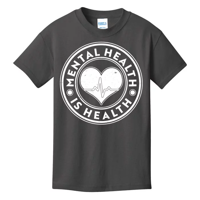 Mental Health Is Health Heartbeat Emblem Kids T-Shirt