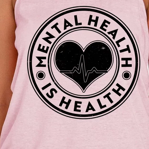 Mental Health Is Health Heartbeat Emblem Women's Knotted Racerback Tank