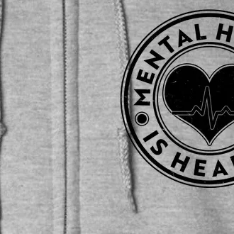 Mental Health Is Health Heartbeat Emblem Full Zip Hoodie