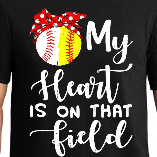 My Heart Is On That Field Baseball TShirt Softball Mom TShirt Pajama Set