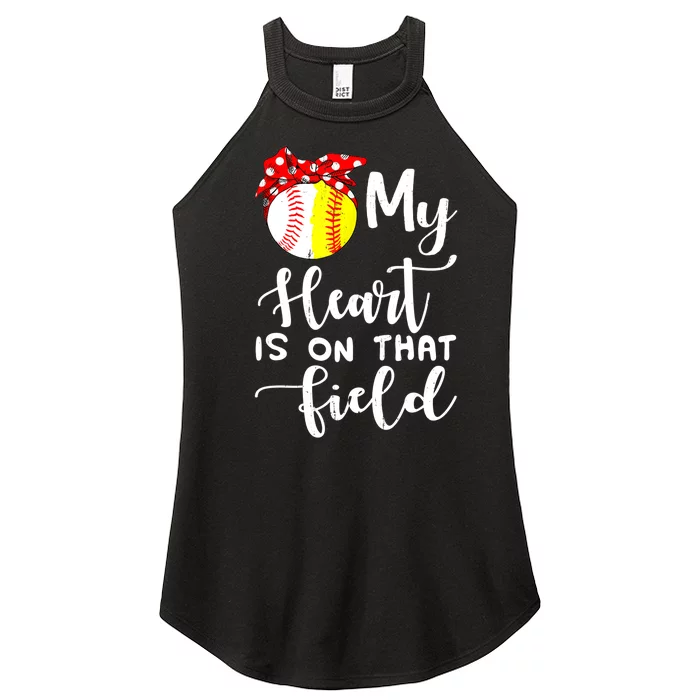 My Heart Is On That Field Baseball TShirt Softball Mom TShirt Women’s Perfect Tri Rocker Tank