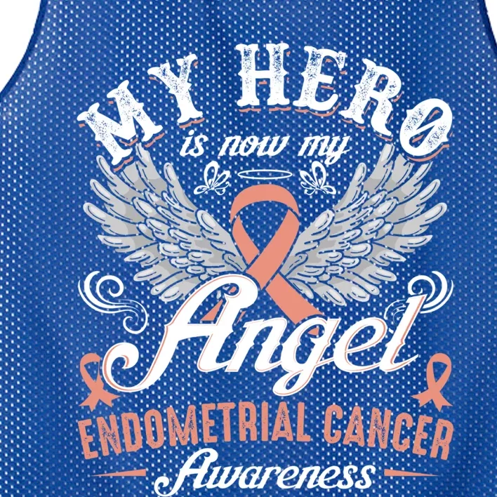 My Hero Is Now My Angel Endometrial Cancer Awareness Great Gift Mesh Reversible Basketball Jersey Tank