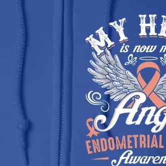 My Hero Is Now My Angel Endometrial Cancer Awareness Great Gift Full Zip Hoodie