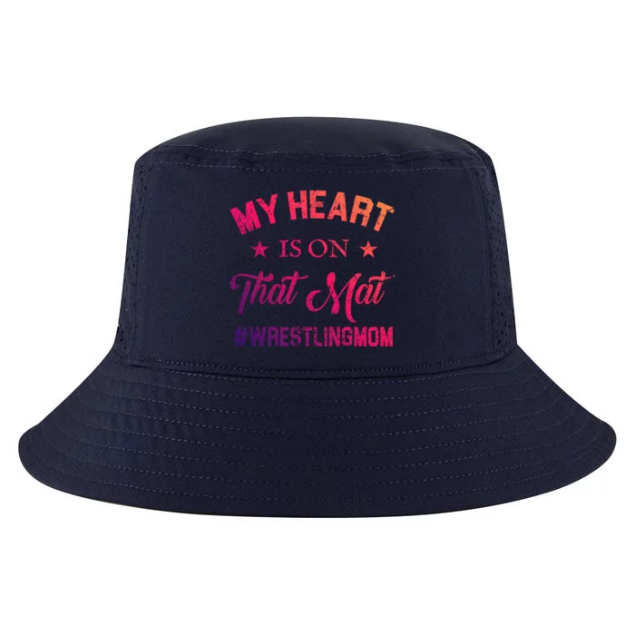 My Heart Is On That Mat Wrestling Mom Gift Cool Comfort Performance Bucket Hat