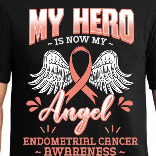 My Hero Is Now My Angel Endometrial Cancer Uterine Cancer Cool Gift Pajama Set