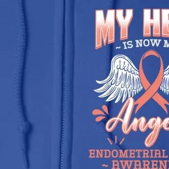 My Hero Is Now My Angel Endometrial Cancer Uterine Cancer Cool Gift Full Zip Hoodie