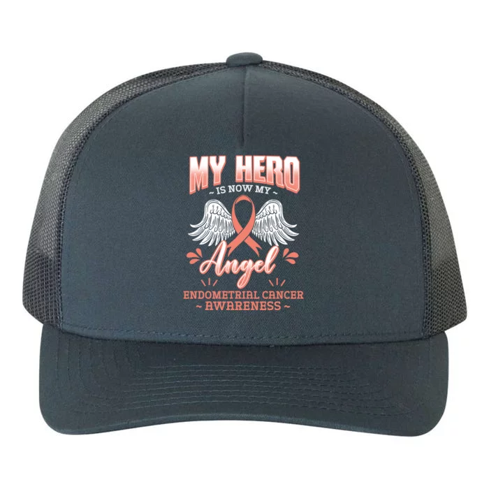 My Hero Is Now My Angel Endometrial Cancer Uterine Cancer Cool Gift Yupoong Adult 5-Panel Trucker Hat