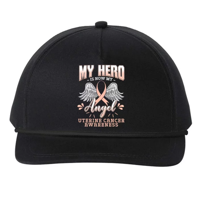 My Hero Is Now My Angel Uterine Cancer Awareness Supporter Funny Gift Snapback Five-Panel Rope Hat