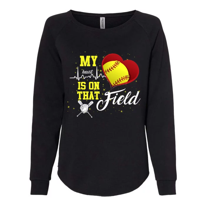 My Heart Is On That Field Baseball Lovers Gift Womens California Wash Sweatshirt