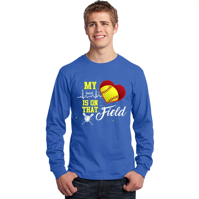 My Heart Is On That Field Baseball Lovers Gift Long Sleeve Shirt