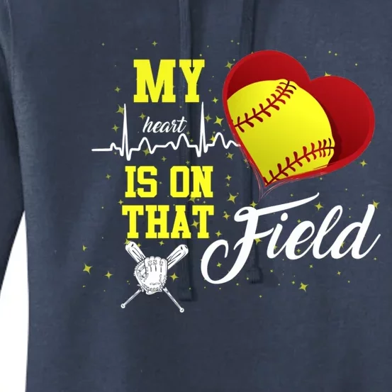 My Heart Is On That Field Baseball Lovers Gift Women's Pullover Hoodie