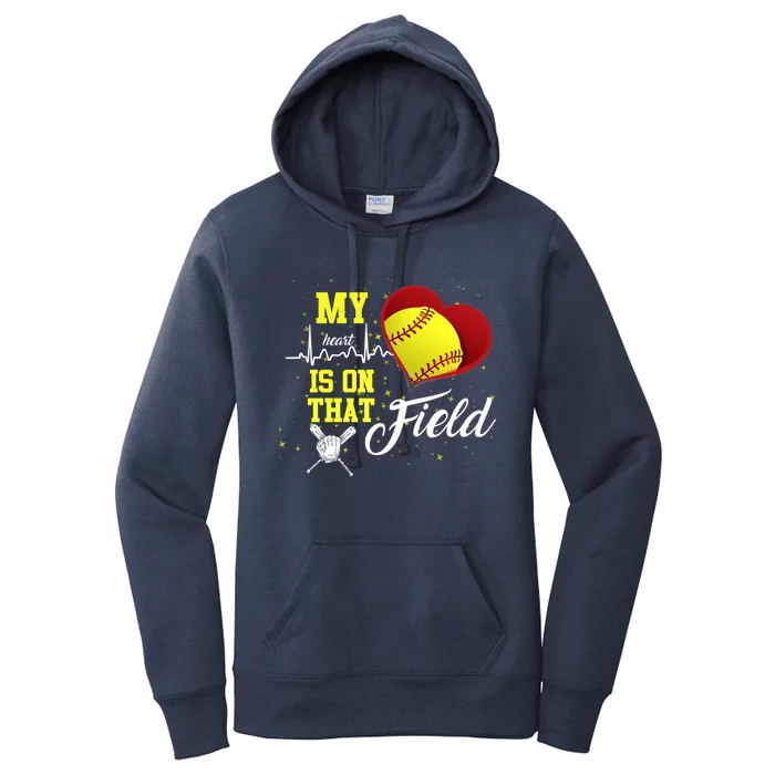 My Heart Is On That Field Baseball Lovers Gift Women's Pullover Hoodie