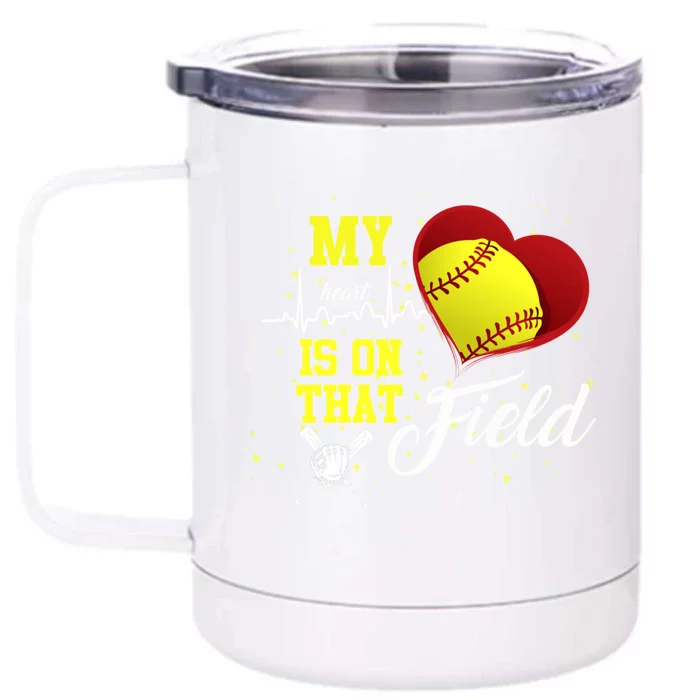 My Heart Is On That Field Baseball Lovers Gift Front & Back 12oz Stainless Steel Tumbler Cup