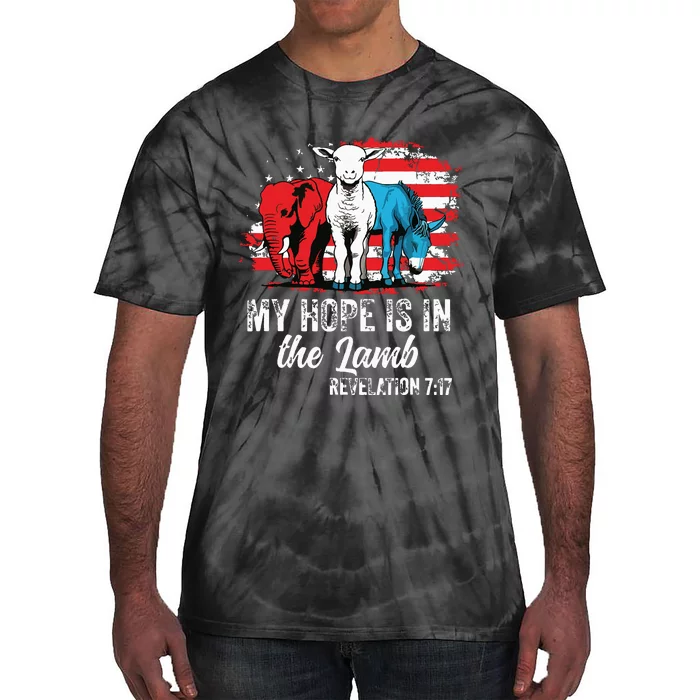 My Hope Is In The Lamb Funny Scripture Elephant Donkey Us Tie-Dye T-Shirt