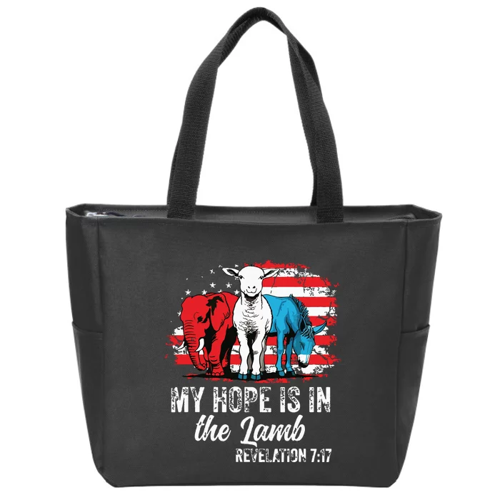 My Hope Is In The Lamb Funny Scripture Elephant Donkey Us Zip Tote Bag