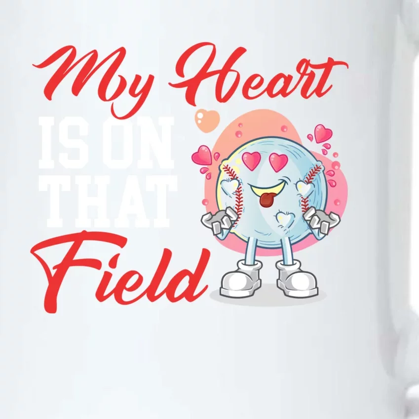 My Heart Is On That Field Baseball Gift Black Color Changing Mug