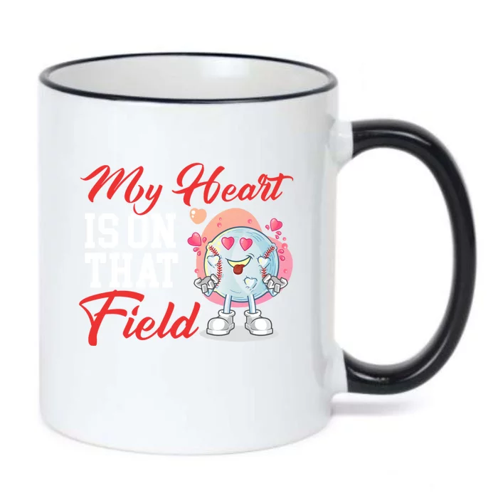 My Heart Is On That Field Baseball Gift Black Color Changing Mug