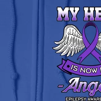 My Hero Is Now My Angel Epilepsy Awareness Purple Epileptic Funny Gift Full Zip Hoodie