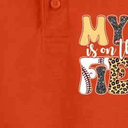 My Heart Is On That Field Tee Leopard Baseball Softball Mom Gift Dry Zone Grid Performance Polo