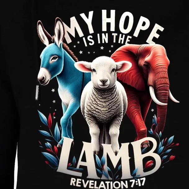 My Hope Is In The Lamb Jesus Christian God Elephant Donkey Womens Funnel Neck Pullover Hood