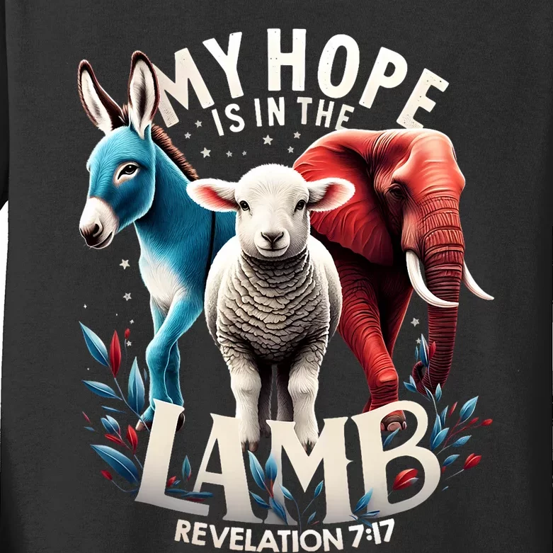 My Hope Is In The Lamb Jesus Christian God Elephant Donkey Kids Long Sleeve Shirt