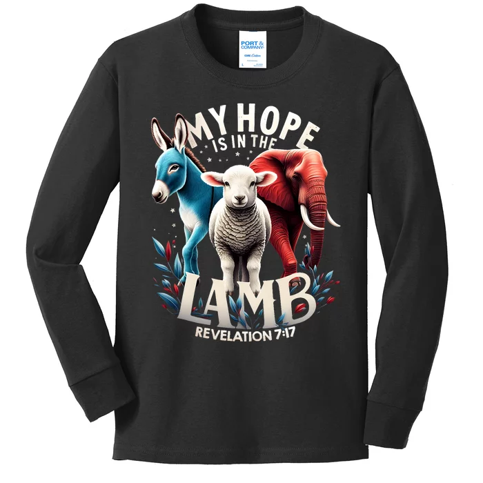 My Hope Is In The Lamb Jesus Christian God Elephant Donkey Kids Long Sleeve Shirt