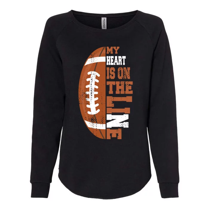 My Heart Is On The Line Football Gift Womens California Wash Sweatshirt