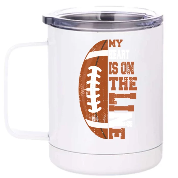 My Heart Is On The Line Football Gift Front & Back 12oz Stainless Steel Tumbler Cup