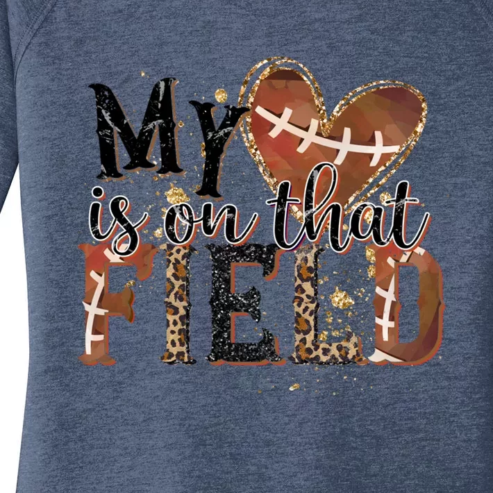 My Heart Is On That Field American Football Game Day Vibes Cool Gift Women's Perfect Tri Tunic Long Sleeve Shirt