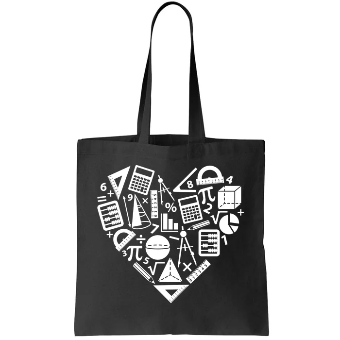 Math Heart I Love Math Math Lovers Gift Math Teacher Gift Tote Bag