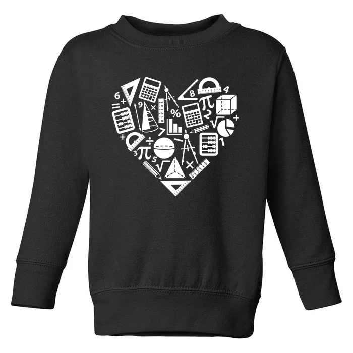 Math Heart I Love Math Math Lovers Gift Math Teacher Gift Toddler Sweatshirt