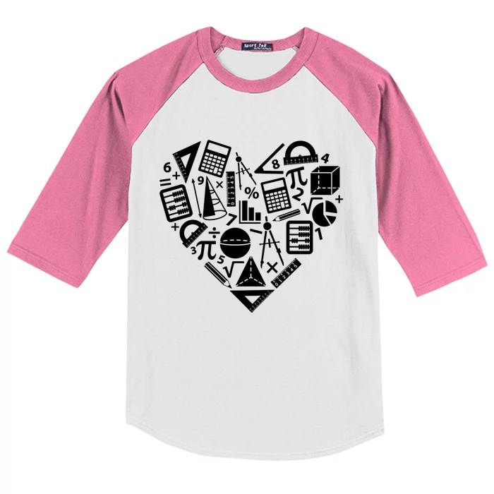 Math Heart I Love Math Math Lovers Gift Math Teacher Gift Kids Colorblock Raglan Jersey