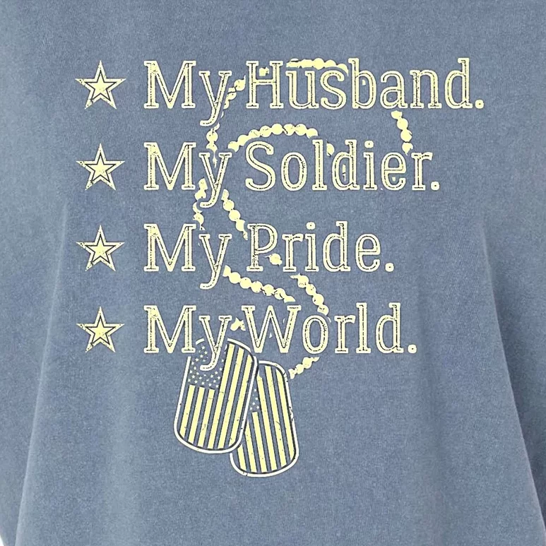 My Husband Is A Soldier Hero Proud Military Wife Army Spouse Funny Gift Garment-Dyed Women's Muscle Tee