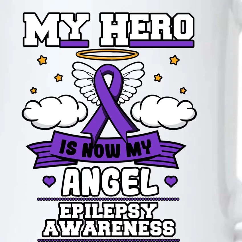 My Hero Is Now My Angel Epilepsy Purple Ribbon Epileptic Meaningful Gift Black Color Changing Mug