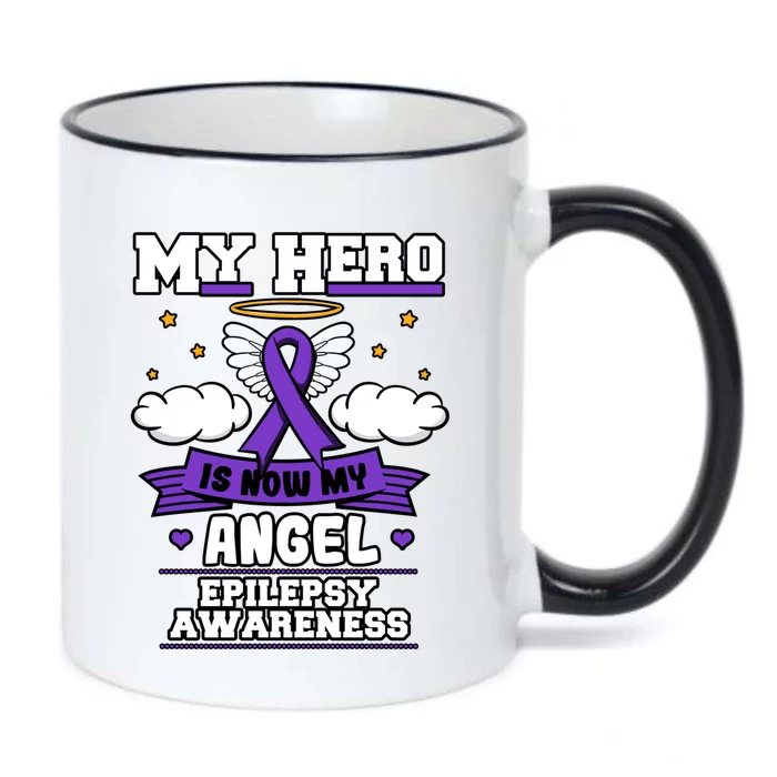 My Hero Is Now My Angel Epilepsy Purple Ribbon Epileptic Meaningful Gift Black Color Changing Mug