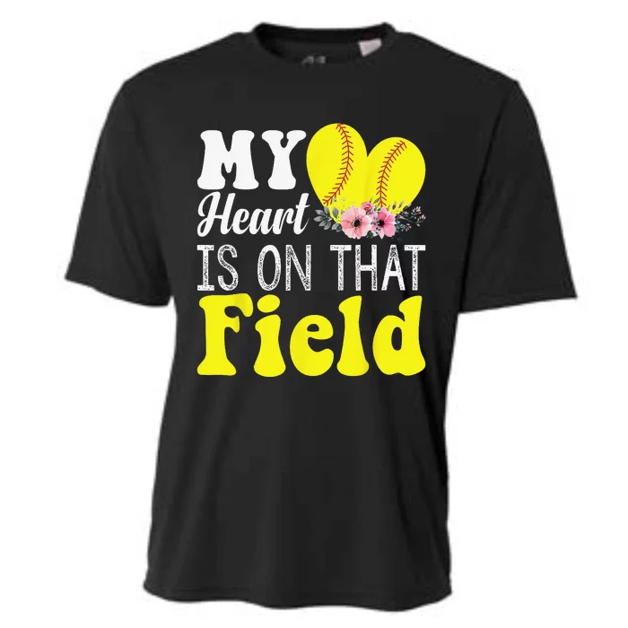 My Heart Is On That Field Baseball Tee Softball Mom Gifts Cooling Performance Crew T-Shirt