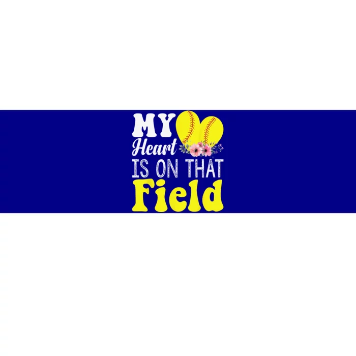 My Heart Is On That Field Baseball Tee Softball Mom Gifts Bumper Sticker