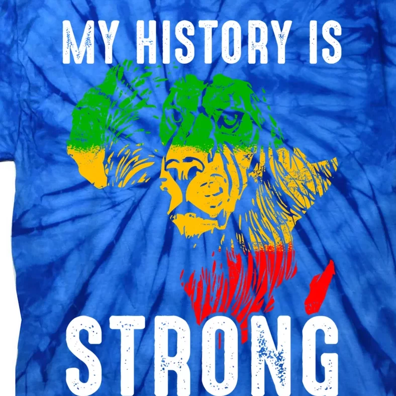 My History Is Strong Black History Gift African Map Lion Gift Tie-Dye T-Shirt