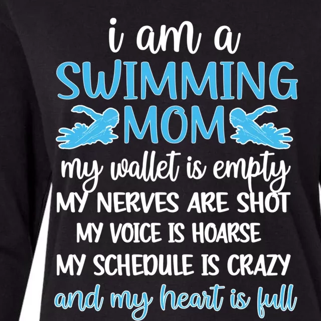 My Heart Is Full Swimming Mom Proud Swim Mama Gift Womens Cotton Relaxed Long Sleeve T-Shirt