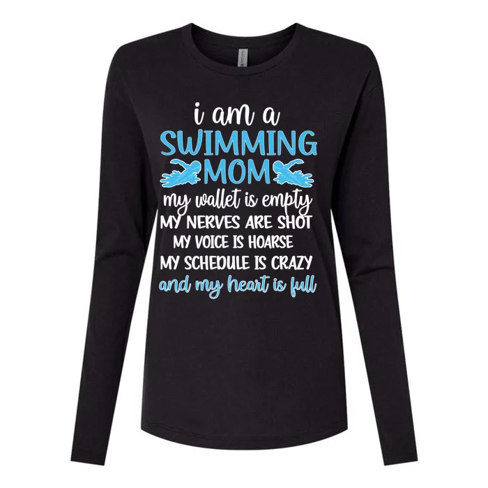 My Heart Is Full Swimming Mom Proud Swim Mama Gift Womens Cotton Relaxed Long Sleeve T-Shirt