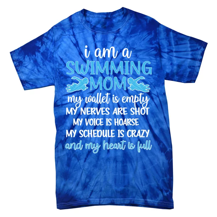 My Heart Is Full Swimming Mom Proud Swim Mama Gift Tie-Dye T-Shirt