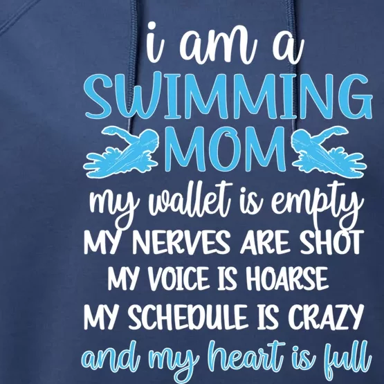 My Heart Is Full Swimming Mom Proud Swim Mama Gift Performance Fleece Hoodie