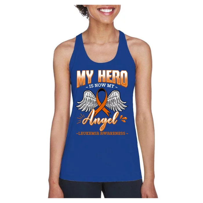 My Hero Is Now My Angel Leukemia Bone Marrow Hematologists Gift Women's Racerback Tank