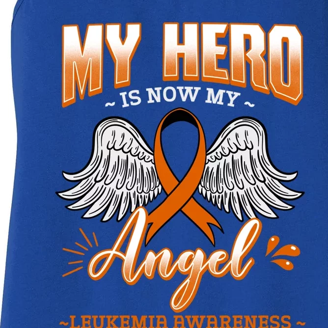 My Hero Is Now My Angel Leukemia Bone Marrow Hematologists Gift Women's Racerback Tank