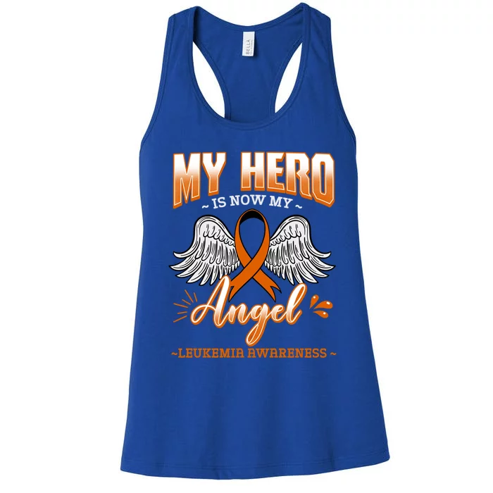 My Hero Is Now My Angel Leukemia Bone Marrow Hematologists Gift Women's Racerback Tank