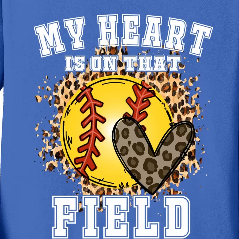 My Heart Is On That Field Softball Lovers Game Day Vibes Gift Kids Long Sleeve Shirt