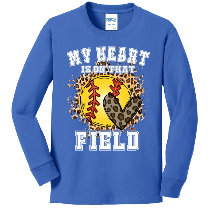 My Heart Is On That Field Softball Lovers Game Day Vibes Gift Kids Long Sleeve Shirt