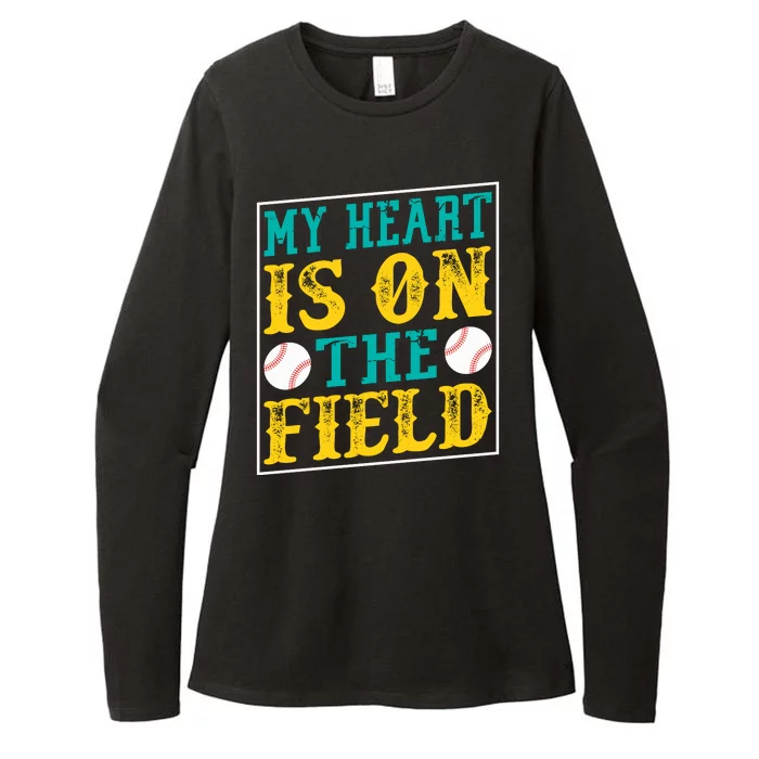 My Heart Is On The Field Funny Baseball Gift Womens CVC Long Sleeve Shirt