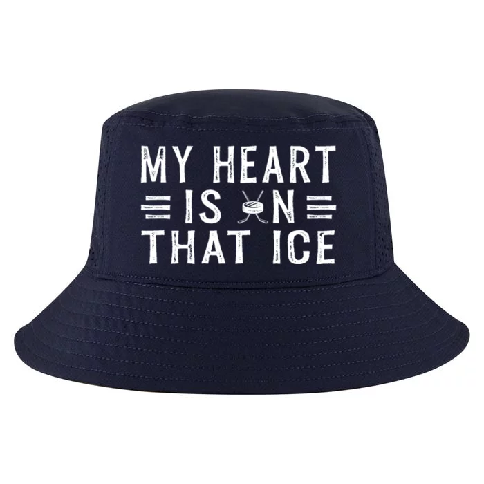 My Heart Is On That Ice Hockey Mom Cool Gift Cool Comfort Performance Bucket Hat